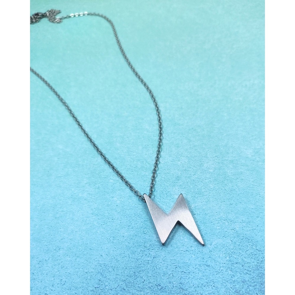 24 Inch‎ Titanium Steel Chain Necklace with Lightning Bolt Pendant 2in Extender